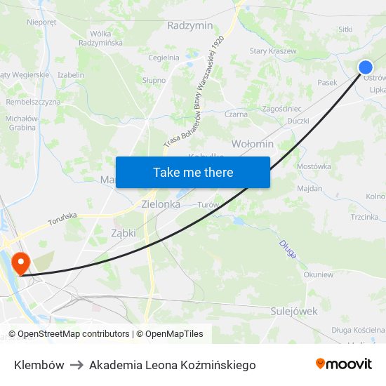 Klembów to Akademia Leona Koźmińskiego map