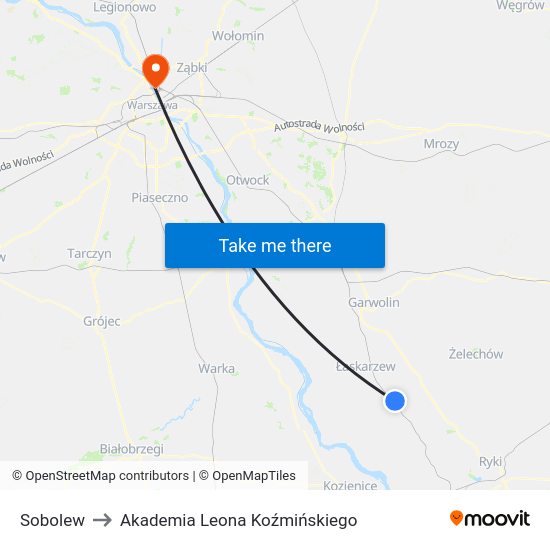 Sobolew to Akademia Leona Koźmińskiego map