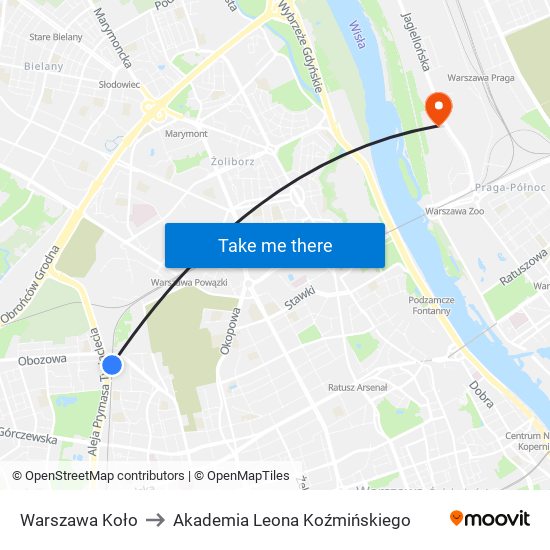 Warszawa Koło to Akademia Leona Koźmińskiego map