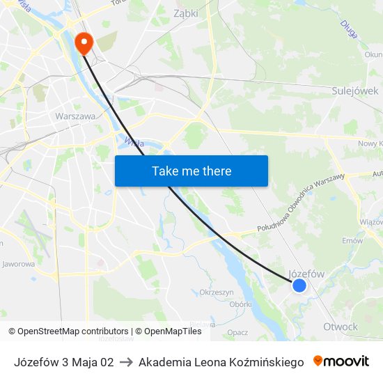 Józefów 3 Maja to Akademia Leona Koźmińskiego map