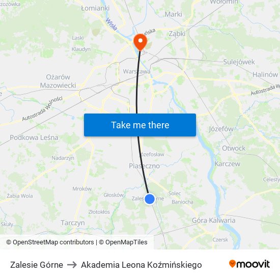 Zalesie Górne to Akademia Leona Koźmińskiego map