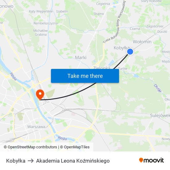 Kobyłka to Akademia Leona Koźmińskiego map