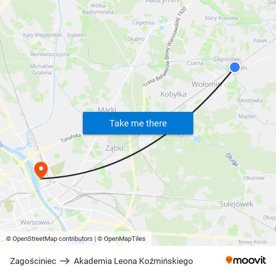 Zagościniec to Akademia Leona Koźmińskiego map