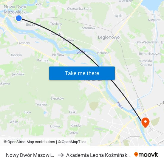 Nowy Dwór Mazowiecki to Akademia Leona Koźmińskiego map