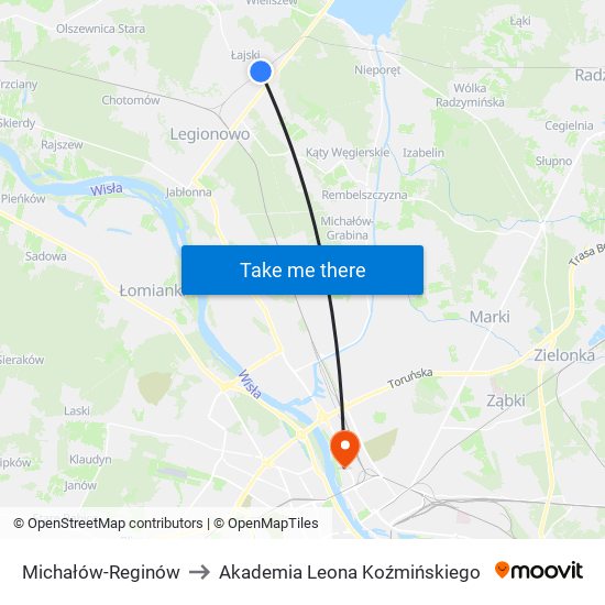 Michałów-Reginów to Akademia Leona Koźmińskiego map