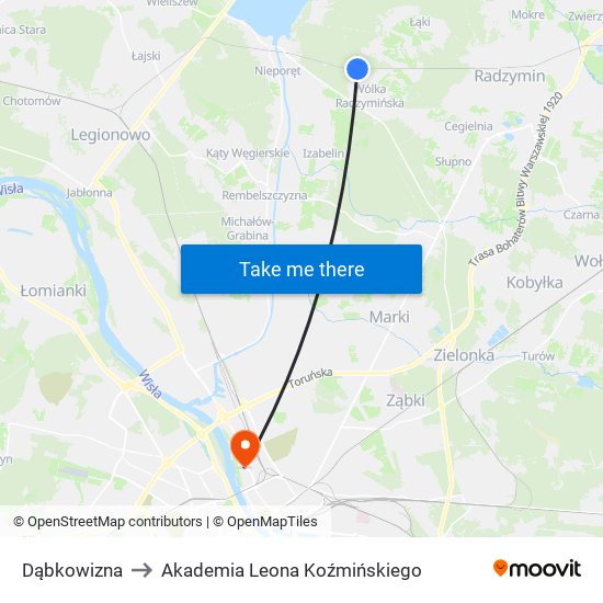 Dąbkowizna to Akademia Leona Koźmińskiego map