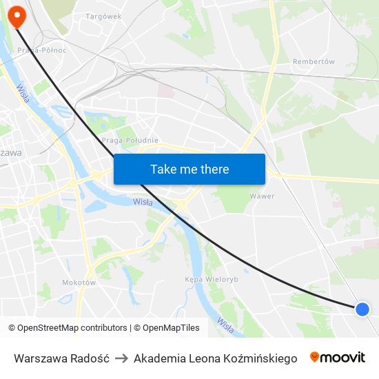 Warszawa Radość to Akademia Leona Koźmińskiego map