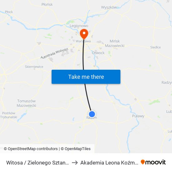 Witosa / Zielonego Sztandaru (Nż) to Akademia Leona Koźmińskiego map