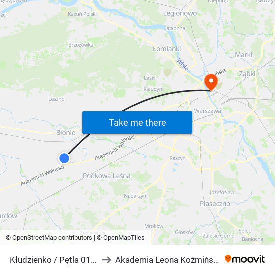 Kłudzienko / Pętla to Akademia Leona Koźmińskiego map