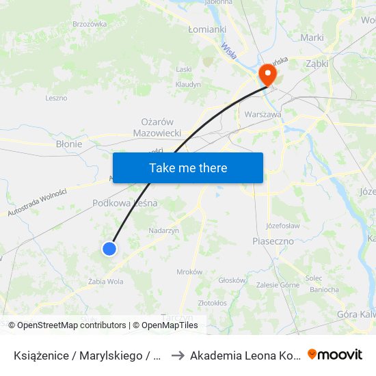 Książenice / Marylskiego / Agri-Rol (Nż) to Akademia Leona Koźmińskiego map