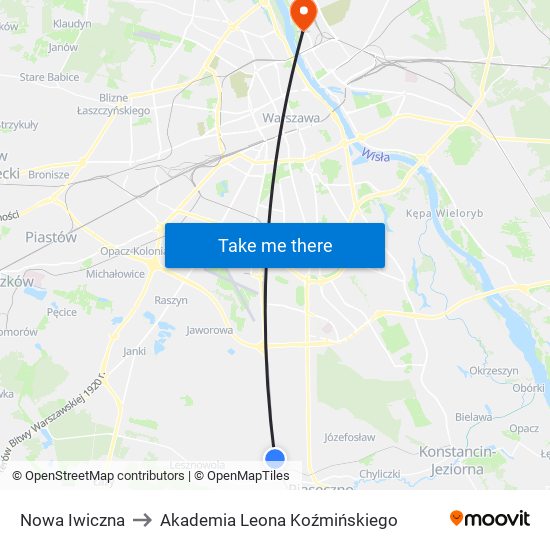 Nowa Iwiczna to Akademia Leona Koźmińskiego map