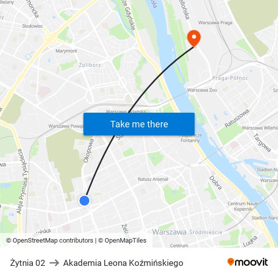 Żytnia 02 to Akademia Leona Koźmińskiego map