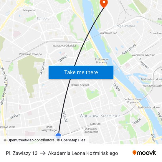 Pl. Zawiszy 13 to Akademia Leona Koźmińskiego map