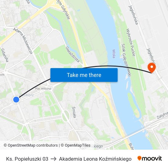 Ks. Popiełuszki to Akademia Leona Koźmińskiego map