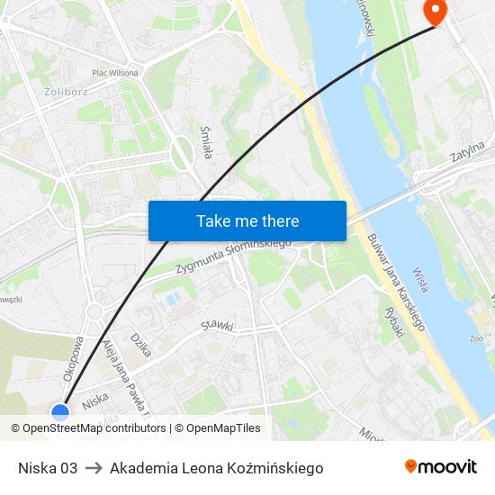 Niska 03 to Akademia Leona Koźmińskiego map