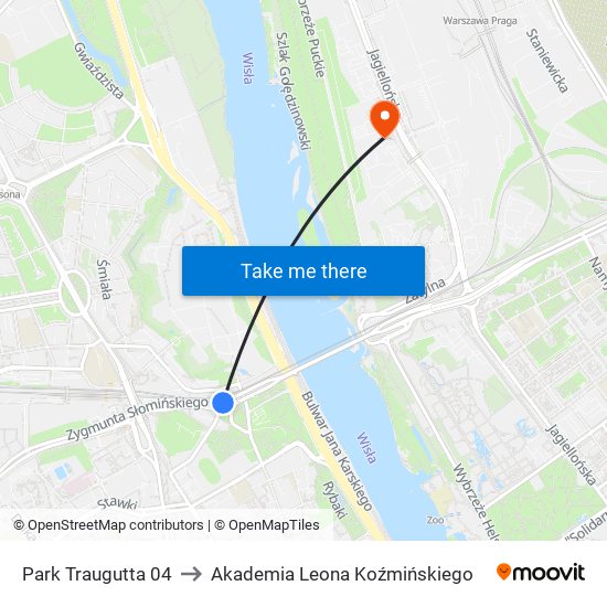 Park Traugutta 04 to Akademia Leona Koźmińskiego map