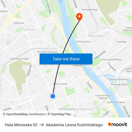 Hala Mirowska to Akademia Leona Koźmińskiego map