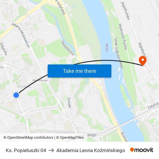 Ks. Popiełuszki 04 to Akademia Leona Koźmińskiego map