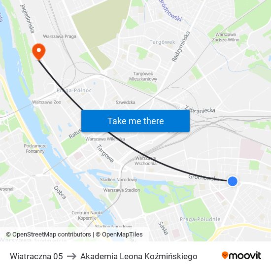 Wiatraczna to Akademia Leona Koźmińskiego map