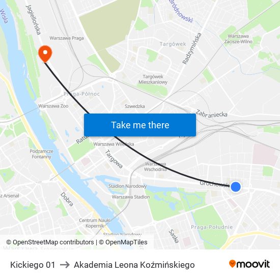 Kickiego 01 to Akademia Leona Koźmińskiego map