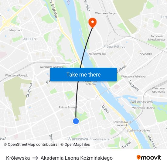 Królewska to Akademia Leona Koźmińskiego map