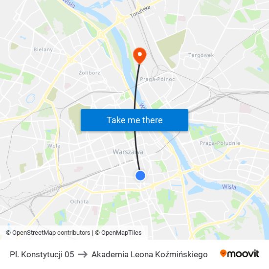 Pl. Konstytucji to Akademia Leona Koźmińskiego map