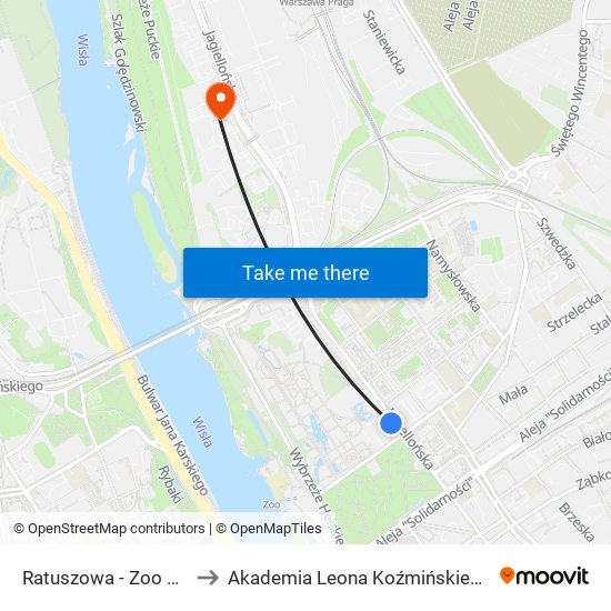 Ratuszowa - Zoo 02 to Akademia Leona Koźmińskiego map