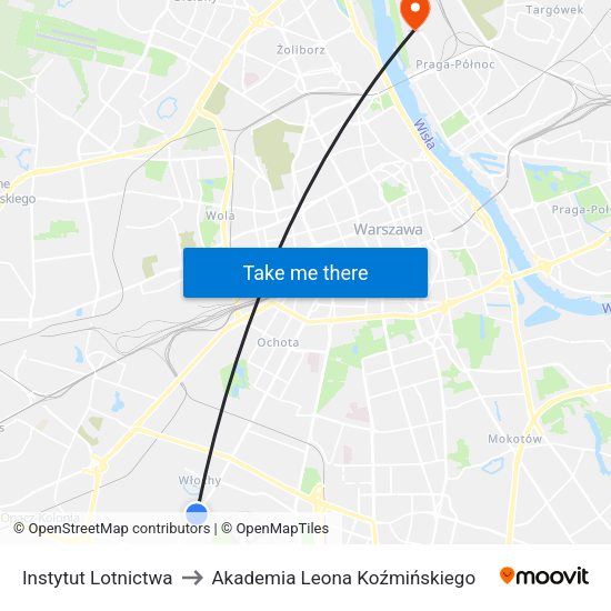 Instytut Lotnictwa to Akademia Leona Koźmińskiego map