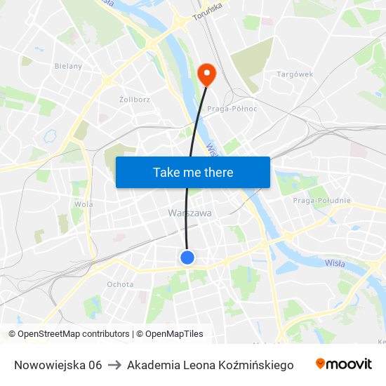 Nowowiejska 06 to Akademia Leona Koźmińskiego map