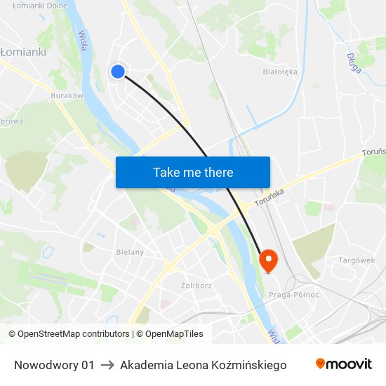 Nowodwory 01 to Akademia Leona Koźmińskiego map