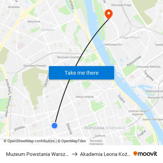 Muzeum Powstania Warszawskiego to Akademia Leona Koźmińskiego map