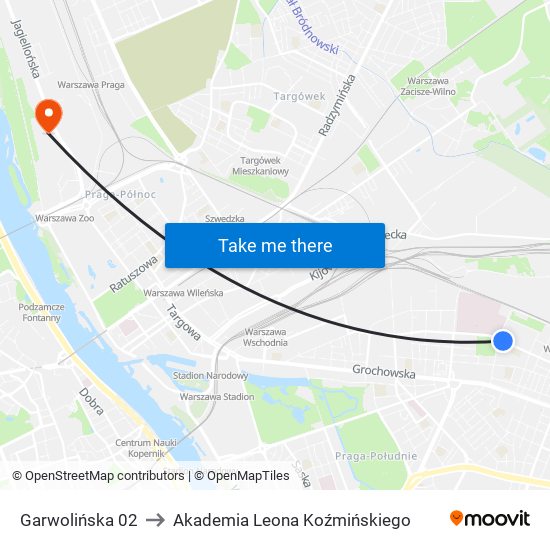 Garwolińska 02 to Akademia Leona Koźmińskiego map