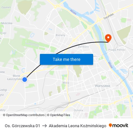 Os. Górczewska 01 to Akademia Leona Koźmińskiego map