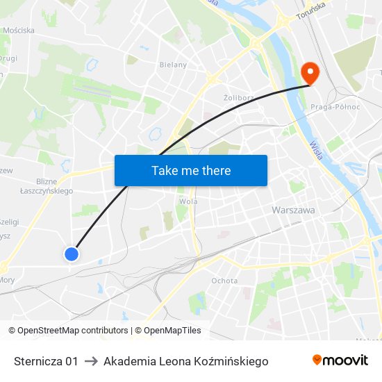 Sternicza to Akademia Leona Koźmińskiego map