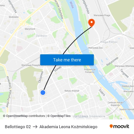 Bellottiego 02 to Akademia Leona Koźmińskiego map