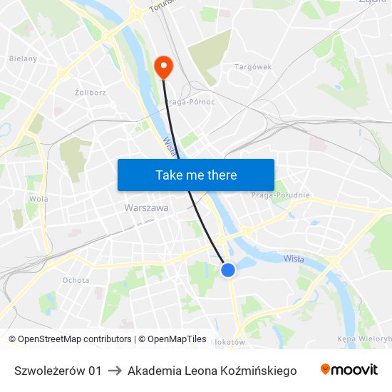 Szwoleżerów 01 to Akademia Leona Koźmińskiego map