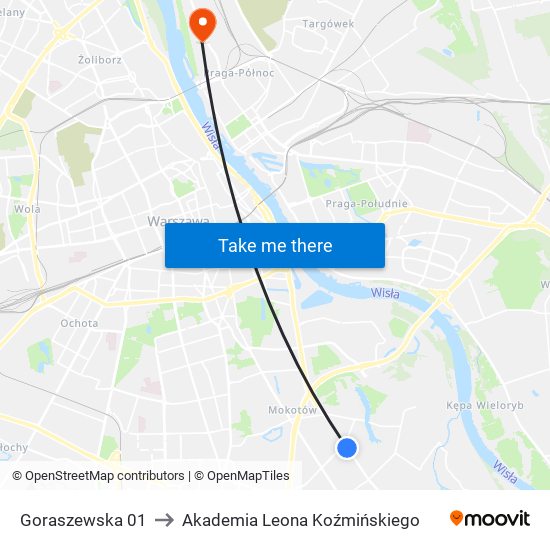 Goraszewska 01 to Akademia Leona Koźmińskiego map