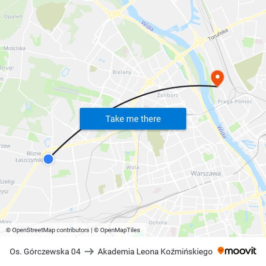 Os. Górczewska 04 to Akademia Leona Koźmińskiego map