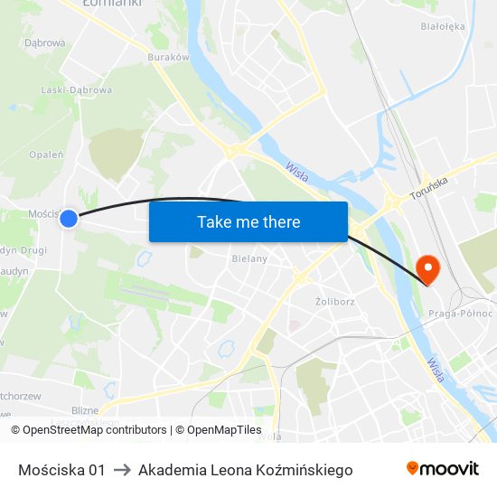 Mościska 01 to Akademia Leona Koźmińskiego map