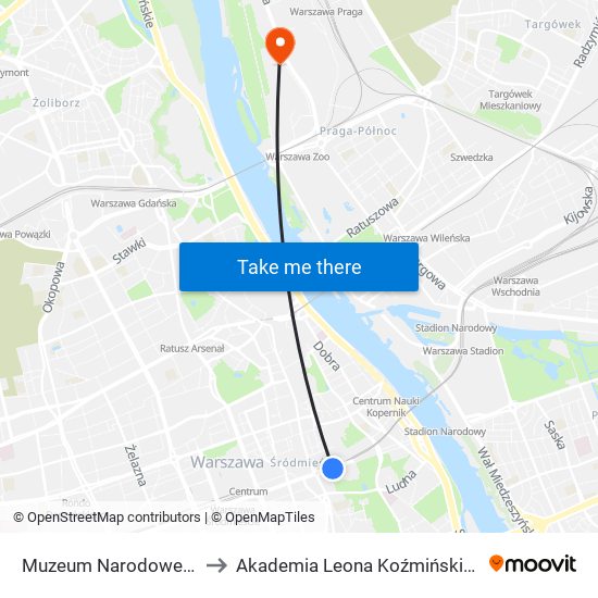 Muzeum Narodowe 01 to Akademia Leona Koźmińskiego map