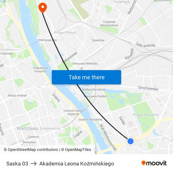 Saska 03 to Akademia Leona Koźmińskiego map