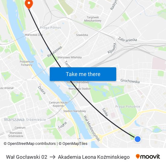 Wał Gocławski to Akademia Leona Koźmińskiego map