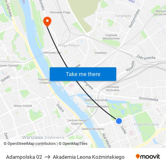 Adampolska 02 to Akademia Leona Koźmińskiego map