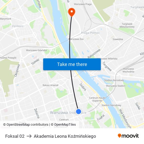 Foksal 02 to Akademia Leona Koźmińskiego map