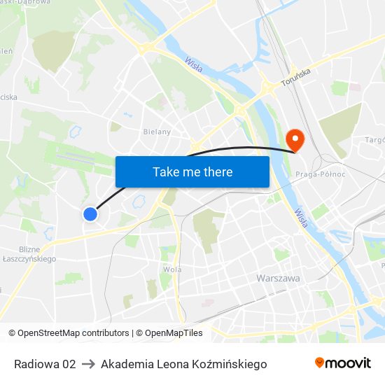 Radiowa 02 to Akademia Leona Koźmińskiego map