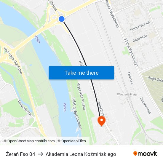 Żerań Fso 04 to Akademia Leona Koźmińskiego map