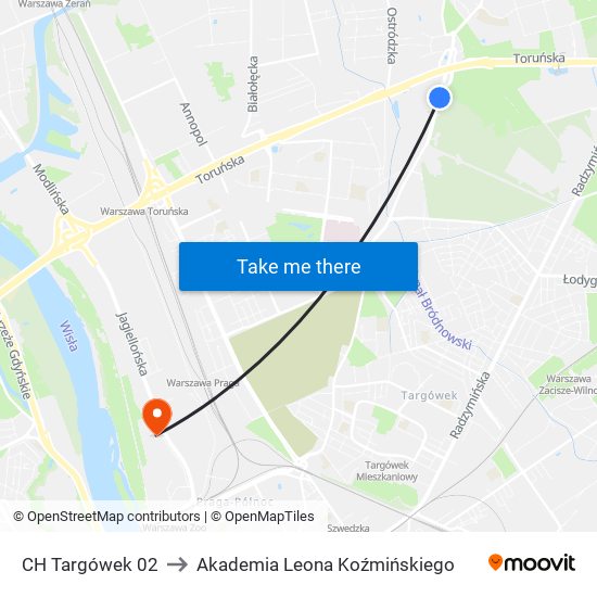 CH Targówek to Akademia Leona Koźmińskiego map