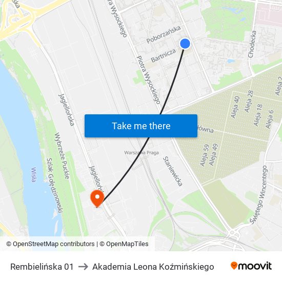 Rembielińska 01 to Akademia Leona Koźmińskiego map