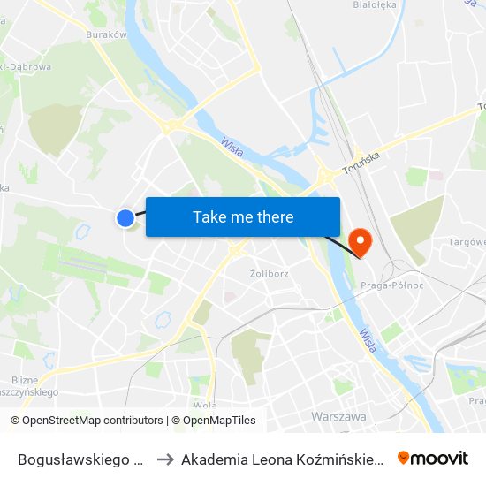 Bogusławskiego 06 to Akademia Leona Koźmińskiego map