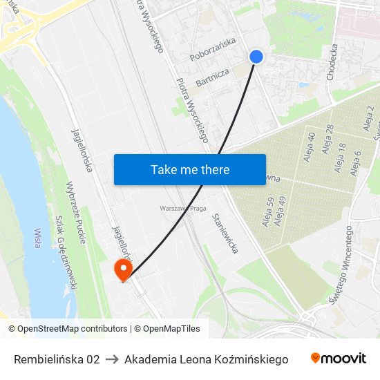 Rembielińska 02 to Akademia Leona Koźmińskiego map